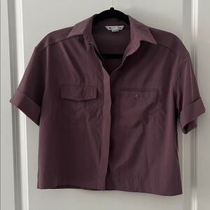 Athleta Women's Short Sleeve Cropped Button-Down Shirt - Plum